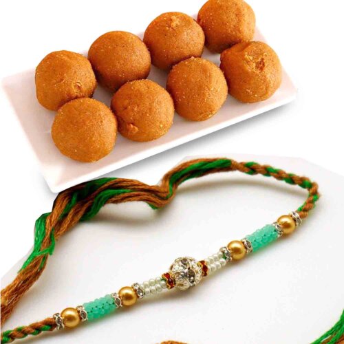 Exquisite combo with Rakhi and Besan laddoo