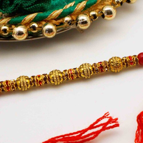 Ruby Red Beads Antique Rakhi