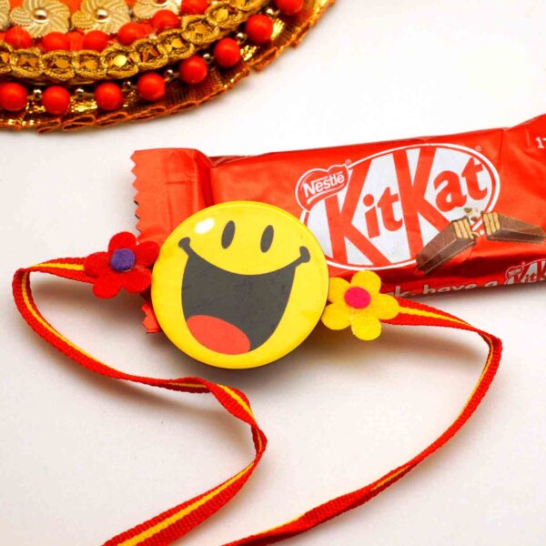 Smiley Rakhi with KitKat chocolate combo
