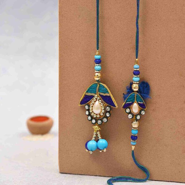 Blue beads lumba rakhi