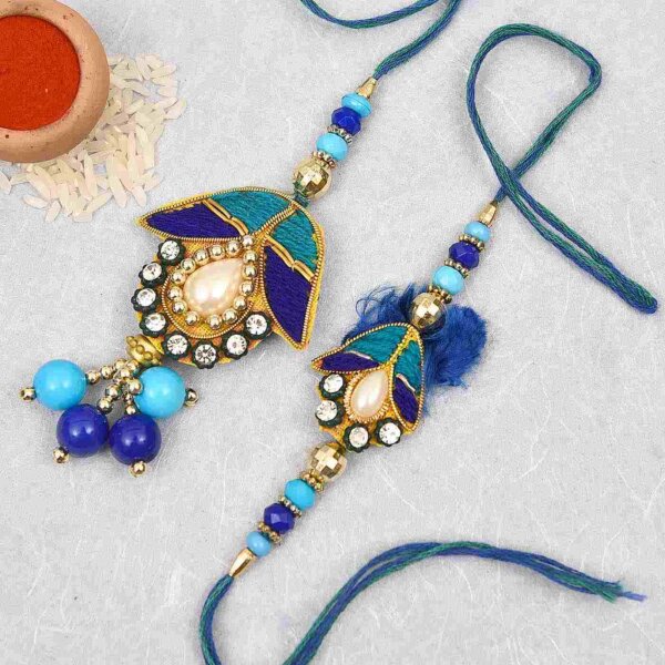 Blue beads lumba rakhi
