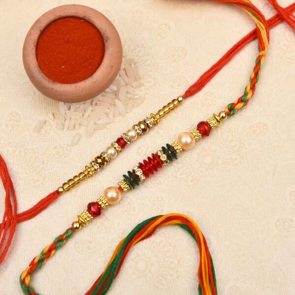 Pretty pearl and beads combo rakhi