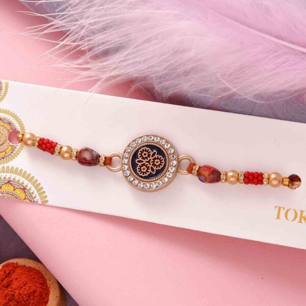 Nutberry with Flower Engraved Rakhi.- FOR USA