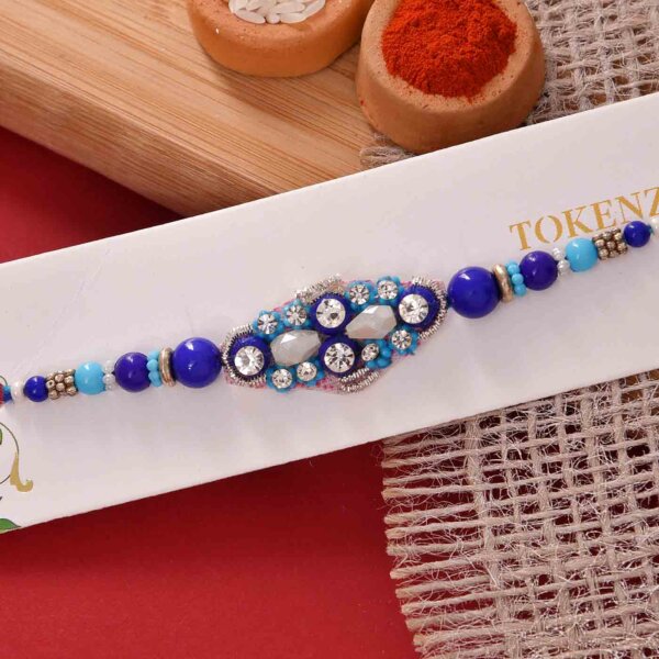 Striking Blue Rakhi with Flavoured Pistachio and Cashewnuts- FOR USA