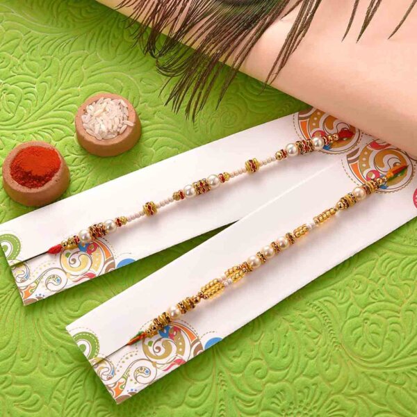 rudraksh and Pearl set of two Rakhi.- FOR USA