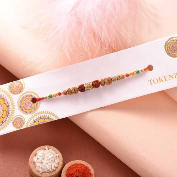 Batisa Slice with rudraksh and Colorful Beads Rakhi- FOR USA