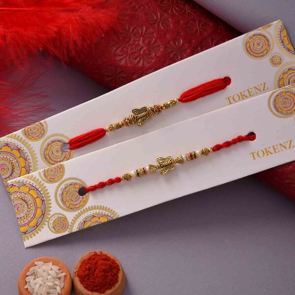 Flavoured Cashewnuts and Almond With Metallic Butterflies Rakhi Set- FOR USA