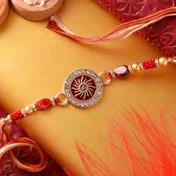 Traditional Rakhi with Side Silvery Stones