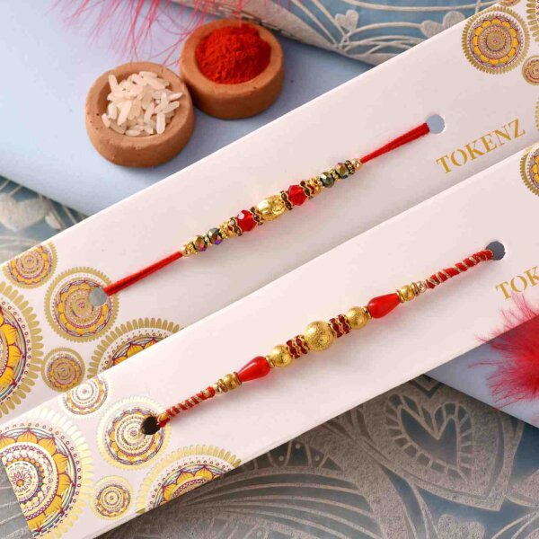 Traditional Pearls and Mulitcolor Beads Rakhi( Set of 2)