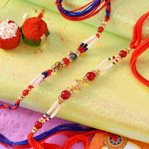 Beads and pearl rakhi set