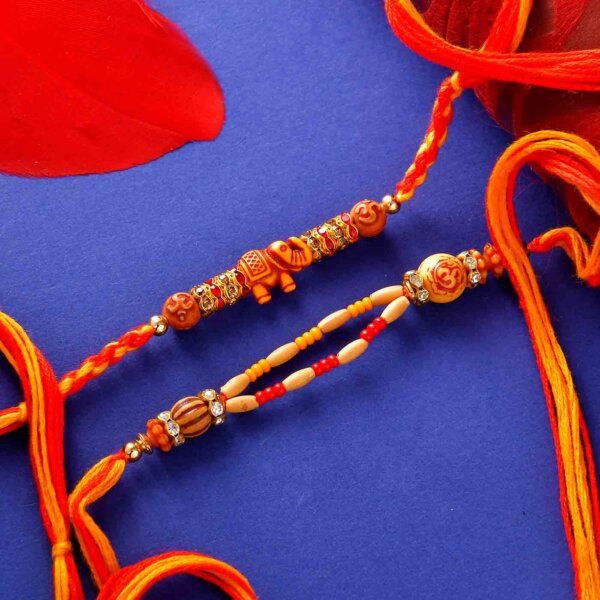Set Of 2 Elegant Rakhis With Chocolate Dipped Blueberry Dates (200 Gms)- FOR USA