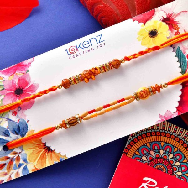 Set Of 2 Elegant Rakhis With Chocolate Dipped Blueberry Dates (200 Gms)- FOR USA