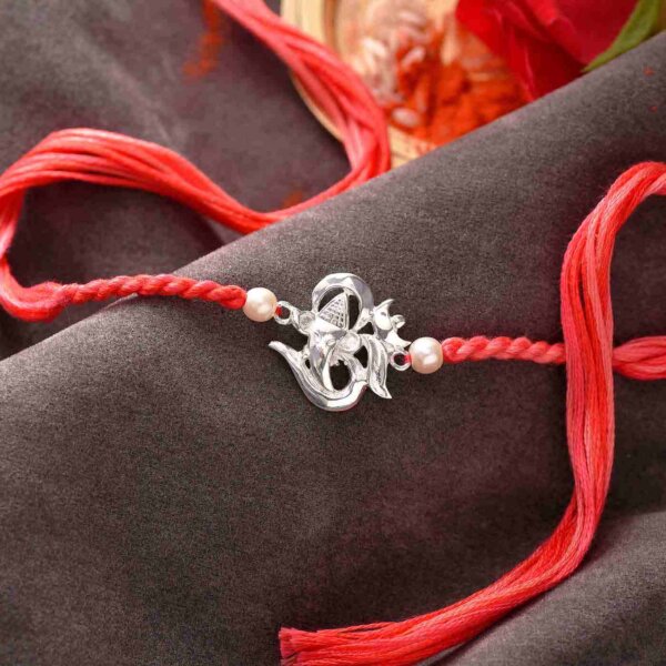 Exclusive Silver Design Rakhi With Dry Fruit Box