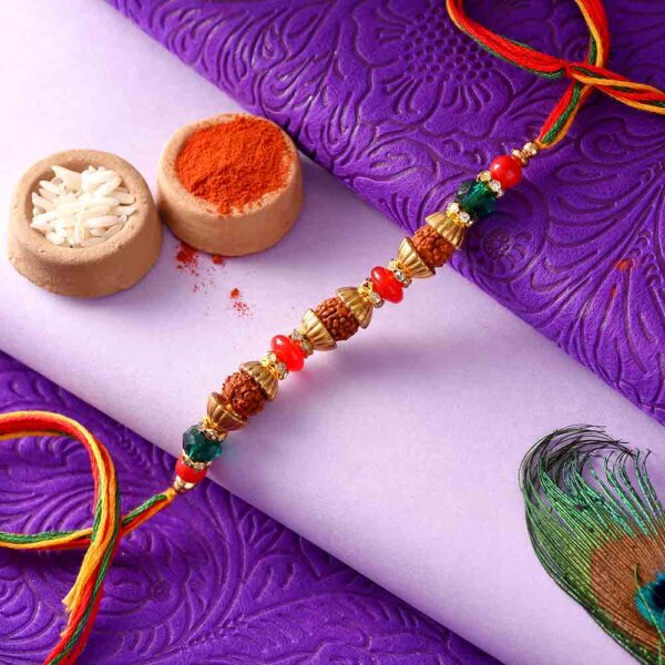Rudraksha Rakhi In A Multi-Toned Thread