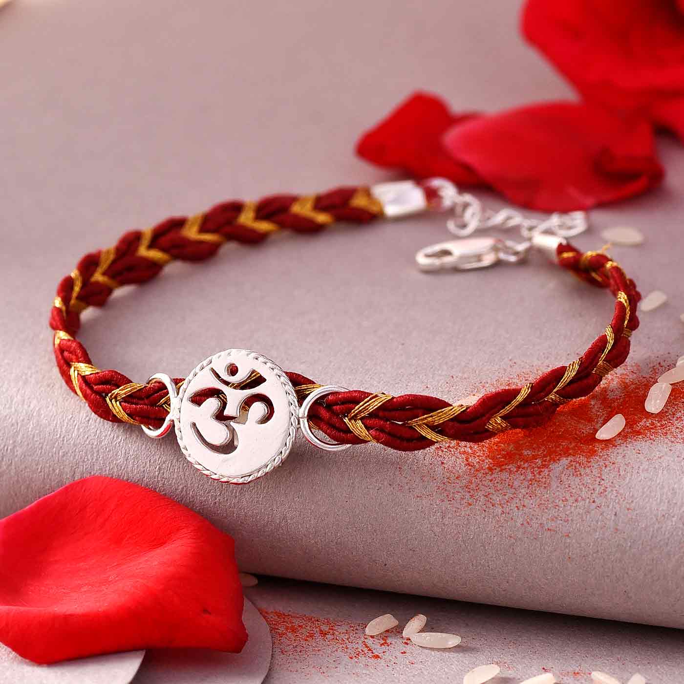 pretty Pink based flower design mangalsutr looking bracelet Rakhi for women  | Buy Online Bracelet Rakhi