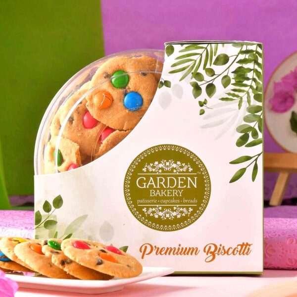 Designer Silver Rakhi With Chocolate Gem's Cookies (200 Gms)