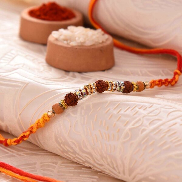 Rudraksha Rakhi With Shiny Beads