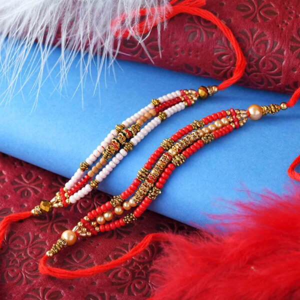 Set Of 2 Small Colorful Beads Rakhis