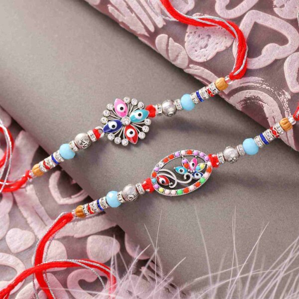 Set of 2 Colorful Beads Rakhis