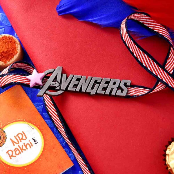 Mighty Avengers Rakhi with 3 pcs. Ferrero Rocher chocolate combo
