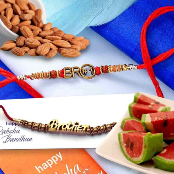 My Brother's Set of 2  Rakhi with Natural Almonds 113 Gms and  Pure Kaju Sweet Water melon 450 Gms