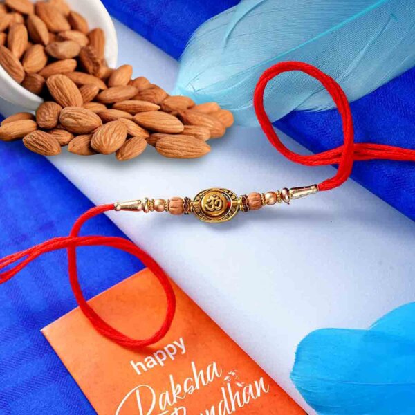 Om bead Rakhi with Natural Almonds 113 Gms