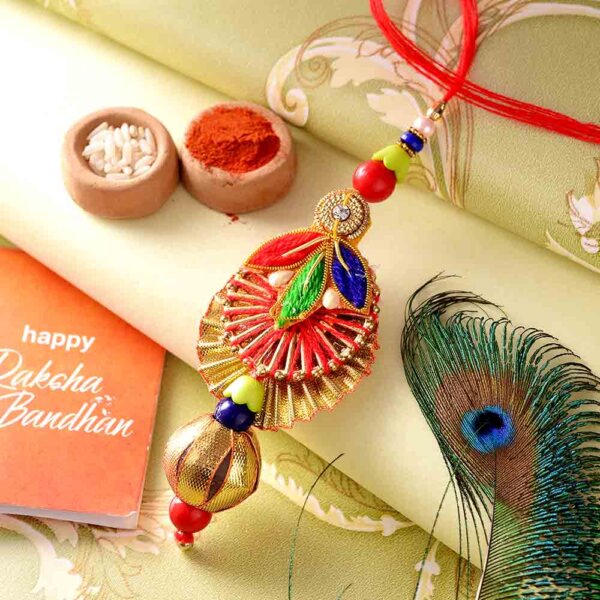 Combo of Colorful Diya-Style Bhai-Bhabhi Rakhi
