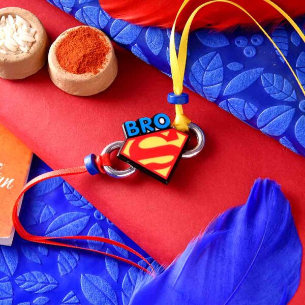 Superman Theme Rakhi With Ferrero Rocher (3  pcs..)