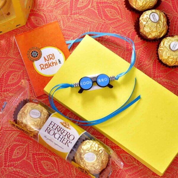 Specs Style Rakhi With Ferrero Rocher (3  pcs..)