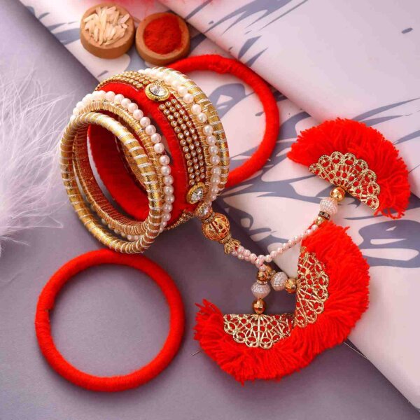 Set of Bangles and Lumba with Pearl work