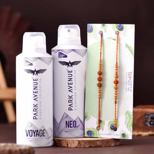 Set of 2 Rudraksha Threads & Park AvenueSignature Collection Pefume Body Spray Hamper