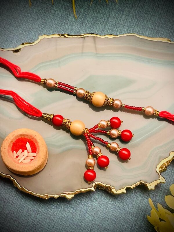Red Thread of Tradition Rakhi Lumba set