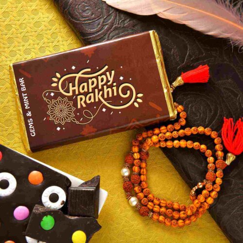 Rudraksh & Sandalwood Beads With Gems & Mint Chocolate Bar