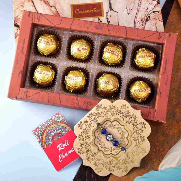 Designer Rakhi & Assorted Chocolate Box- FOR USA