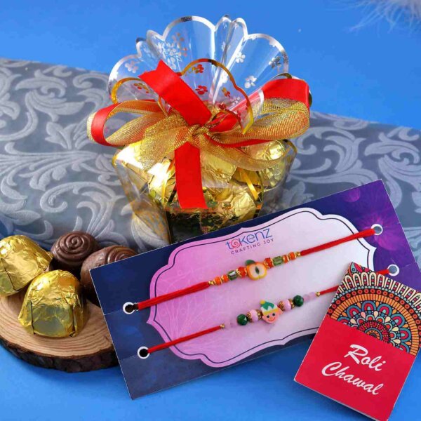 Kids Rakhi Set Of 2 & Assorted Chocolate Gift Box- FOR USA