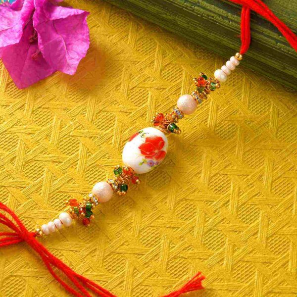 Beads Rakhi With Gond Ladoo & Pistachios- FOR USA