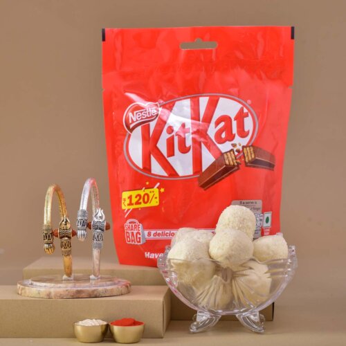 Shiv Kripa set of 2 Bracelets with Coconut Mithai and Kitkat Chocolate