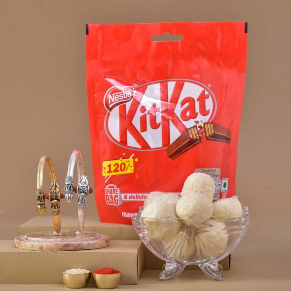 Shiv Kripa set of 2 Bracelets with Coconut Mithai and Kitkat Chocolate