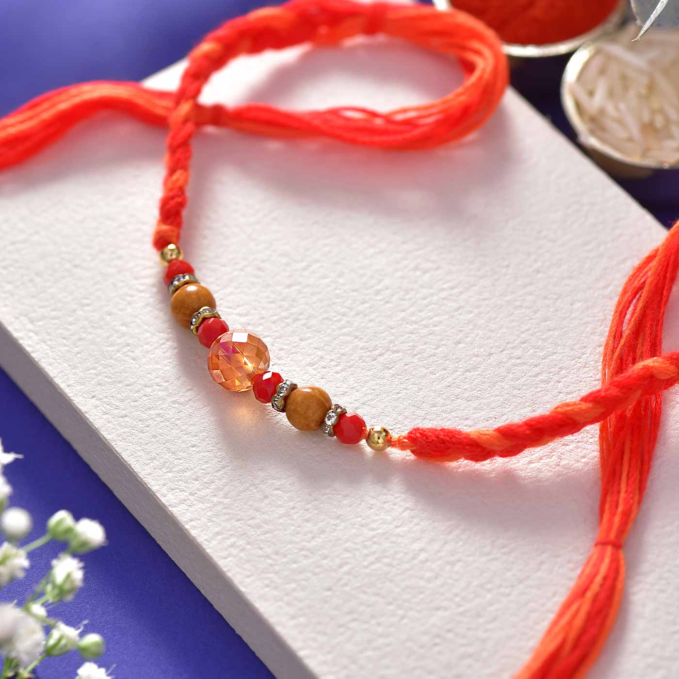 Red Rakhi with Beads