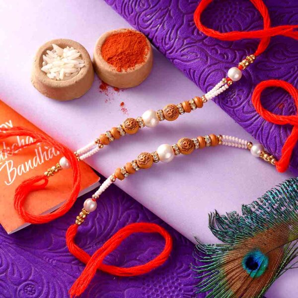 OM Rakhi With Silver Pearls - Pack of 2