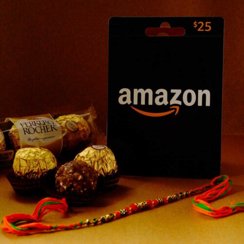 Beaded Rakhi with Ferrero Rocher and Amazon Gift Card