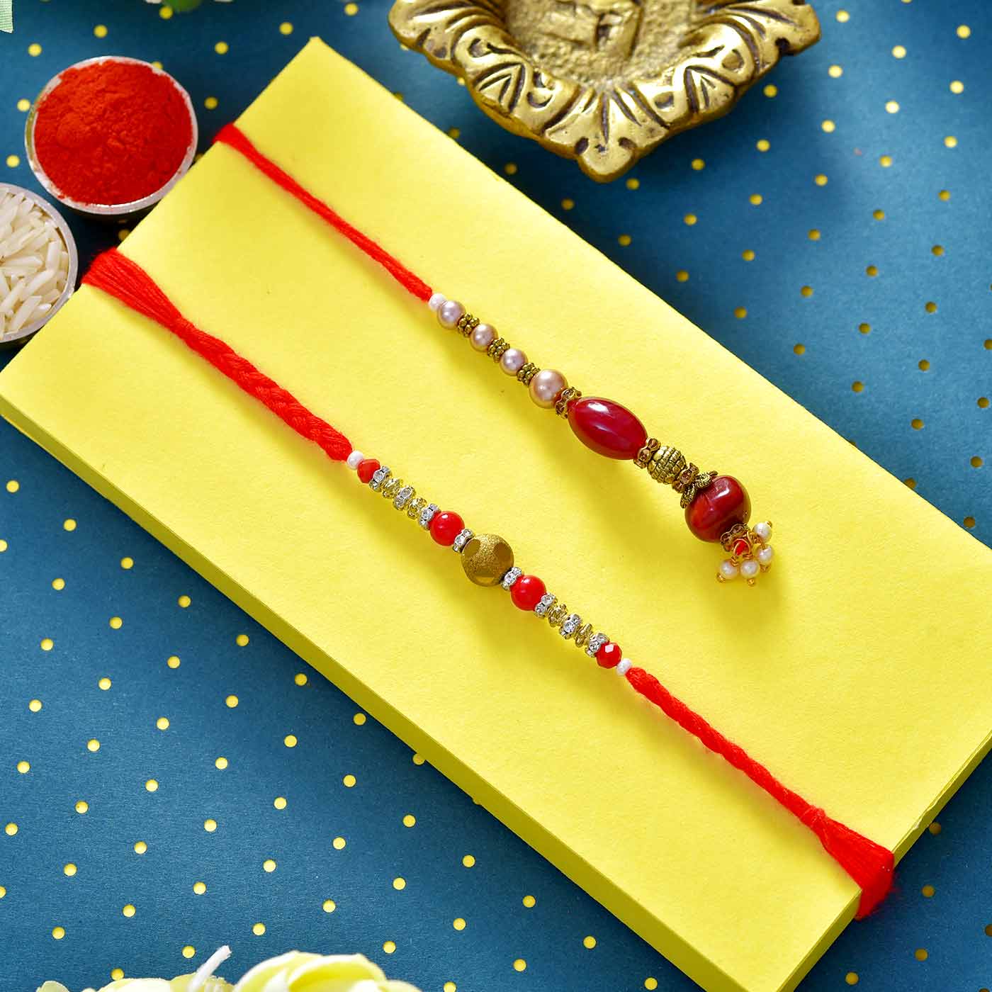 Elegant Red rakhi Lumba Set