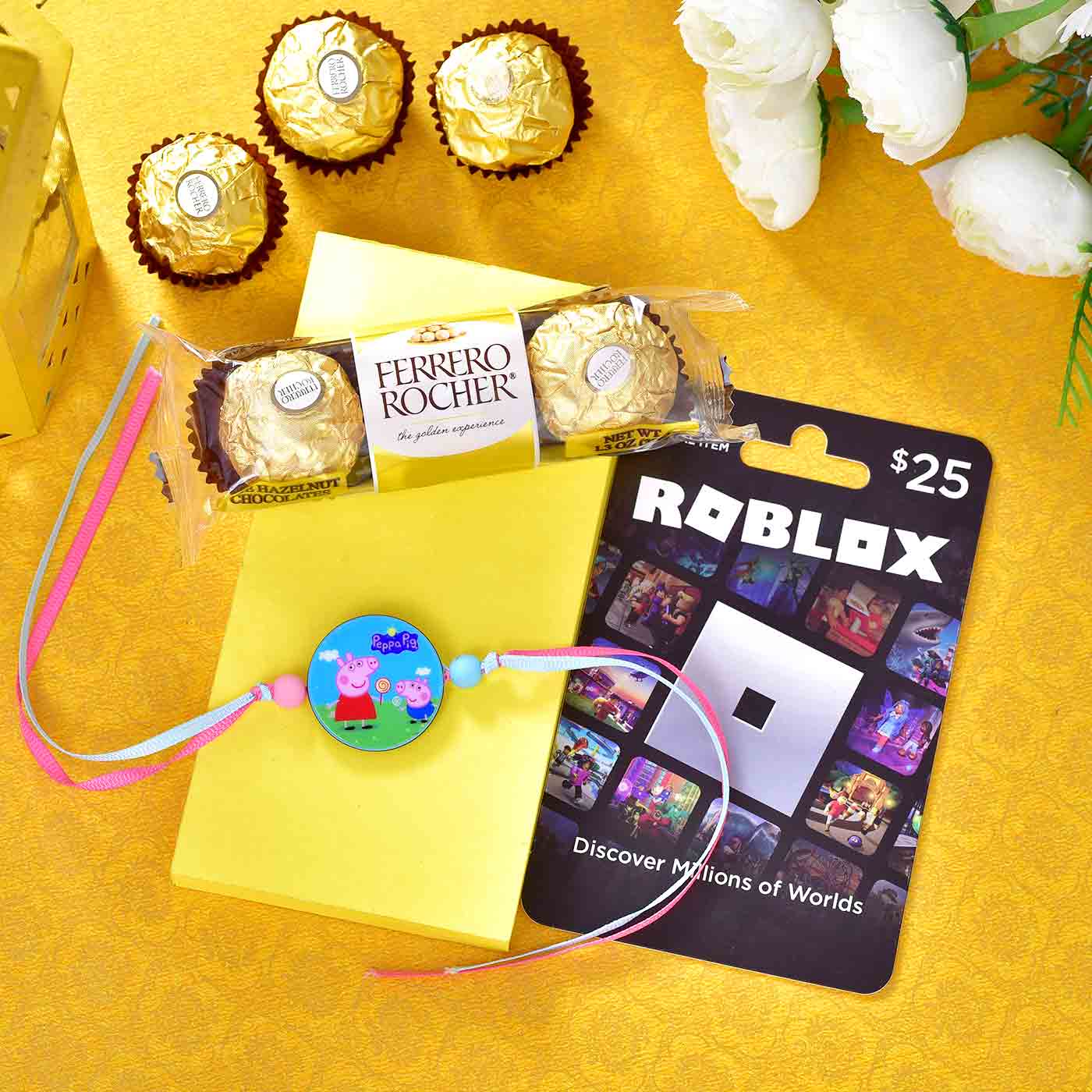 Cartoon Rakhi With Roblox Card And Ferrero Rocher (3 Pcs..)