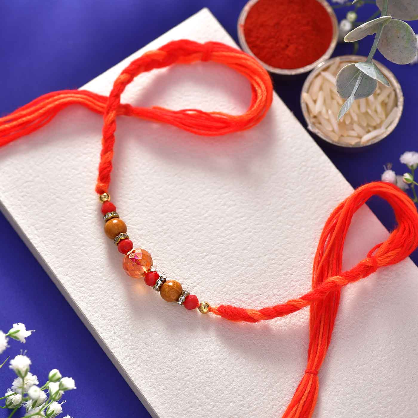 Red Rakhi with Beads