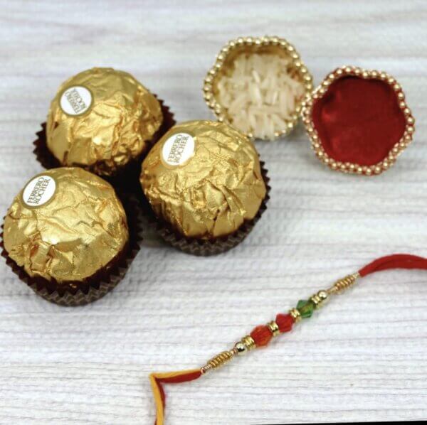 Beads Rakhi With Ferrero Rocher