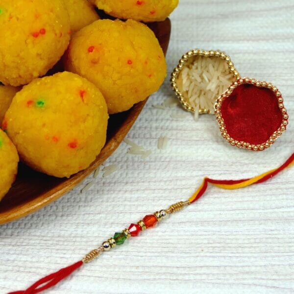 Beads Rakhi With Boondi Laddu