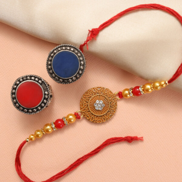Red and White Stones ,beads Rakhi