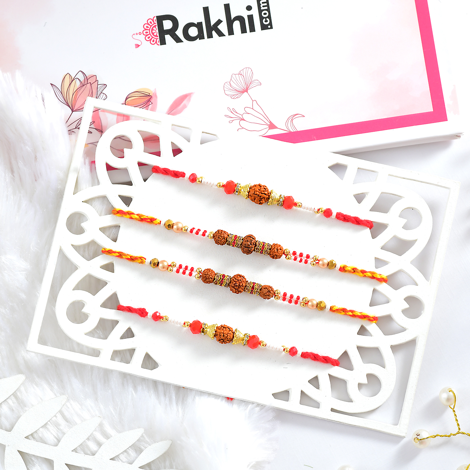 Four Set Rudraksha Rakhi Four Set Rudraksha Rakhi