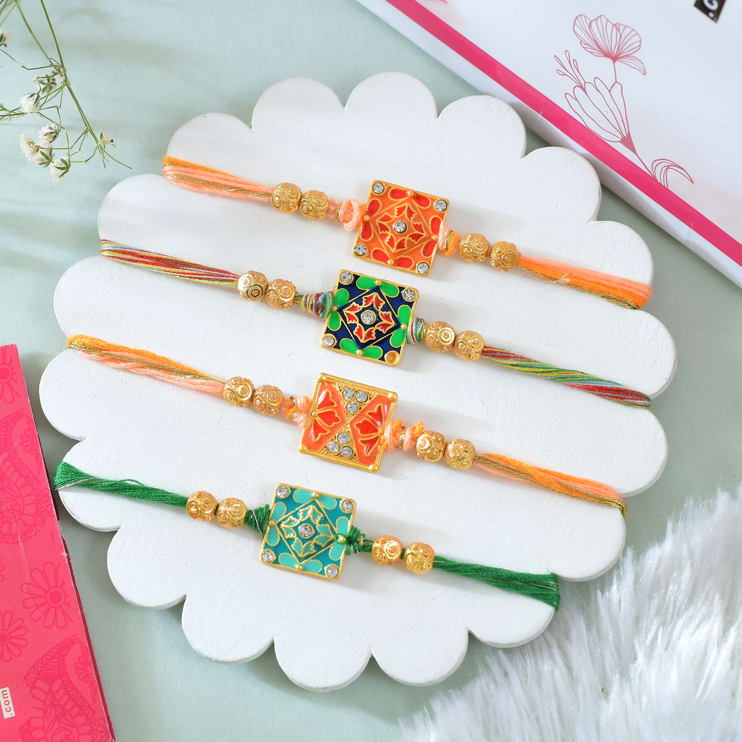 Set of Four Alluring Rakhi Set of Four Alluring Rakhi