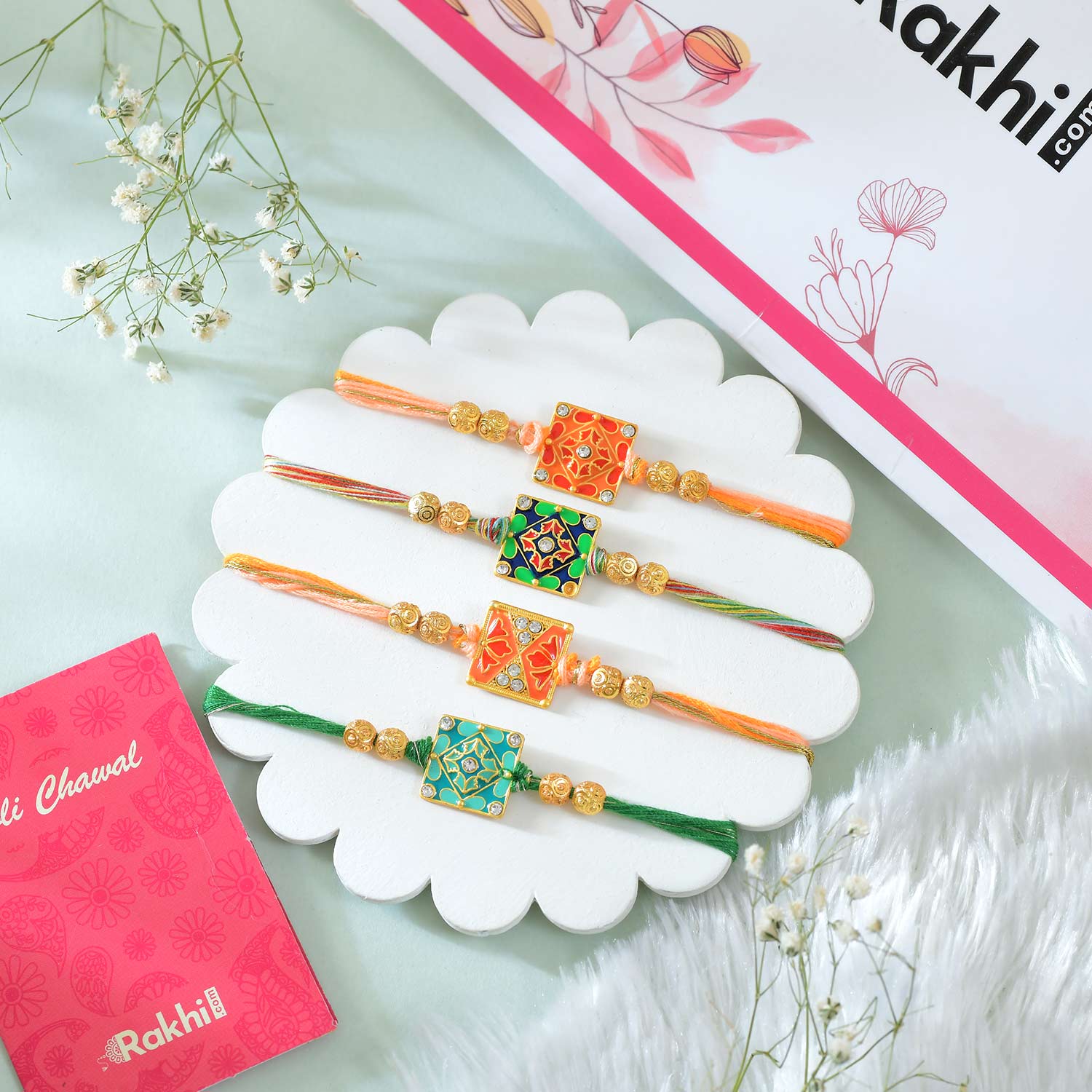 Set of Four Alluring Rakhi Set of Four Alluring Rakhi